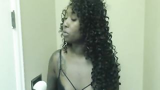 Curly Hair Squeezes - Beautiful black girl with curly hair farting